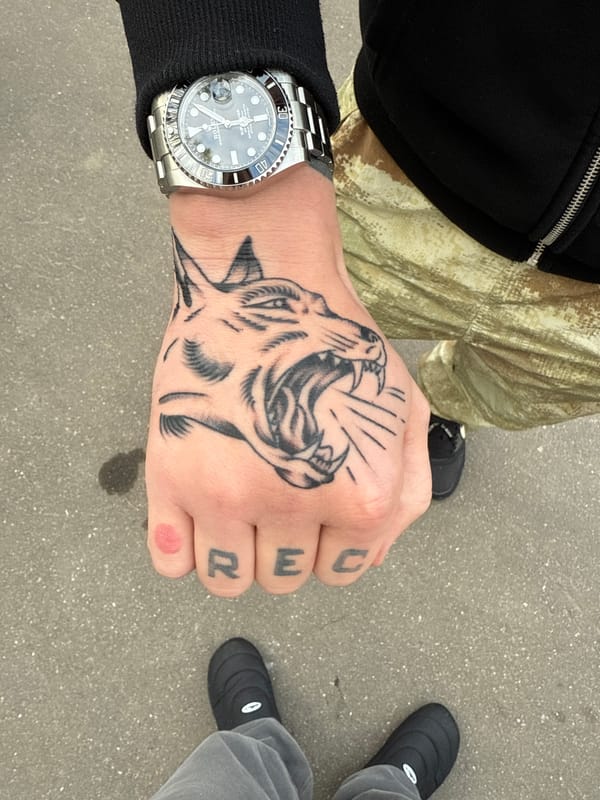 Tattooed hands with animal design observed in Moscow
