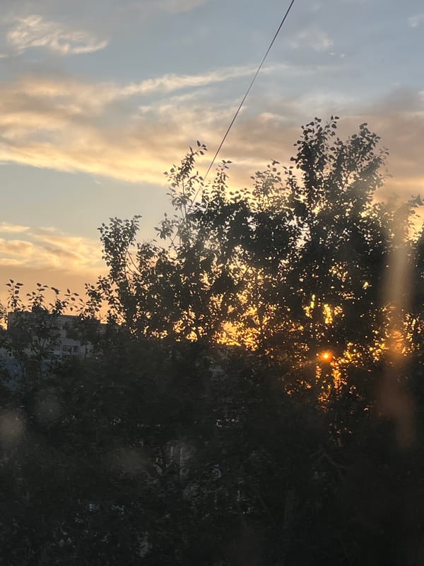 Cooking and dusk skies in Chelyabinsk on a summer evening