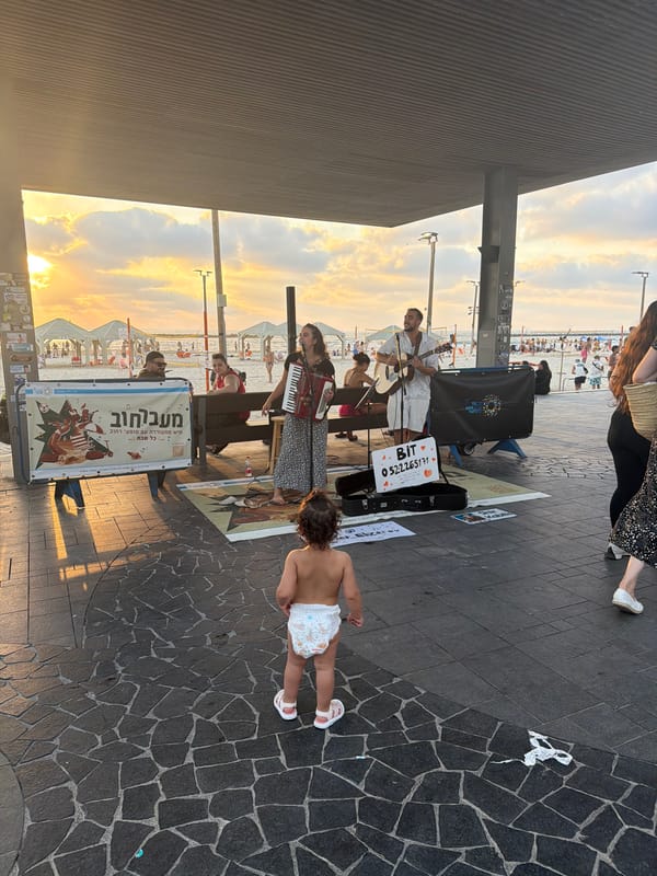 Live music at sunset on Tel Aviv's beachfront promenade