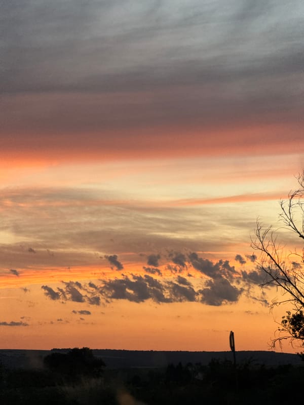 Colorful sunset over Beli Lom's natural landscape, Bulgaria