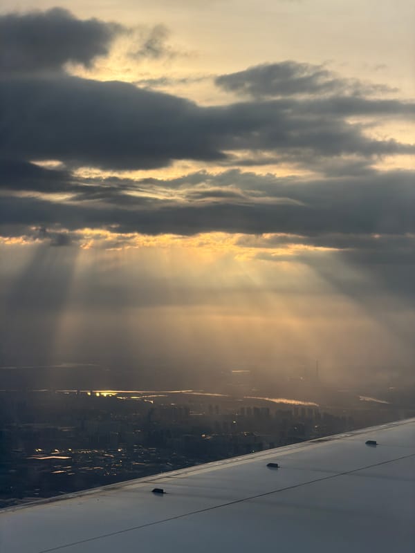Aerial view of Krasnoyarsk captured from airplane window