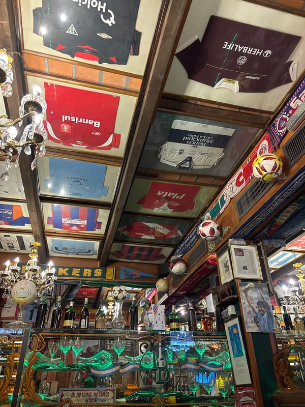 Late-night dining at soccer-themed restaurant La Brigada in Buenos Aires