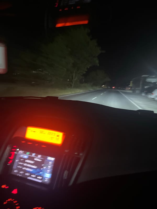Nighttime drive documented through Blagoevgrad, Bulgaria streets