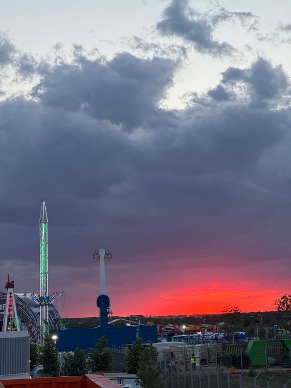 Amusement park at sunset, Costinești beachside resort