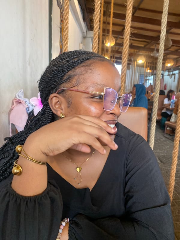 Woman photographed at café in Dar es-Salaam, Tanzania