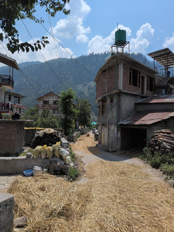 Morning village scenes captured in mountainous Burwa, India