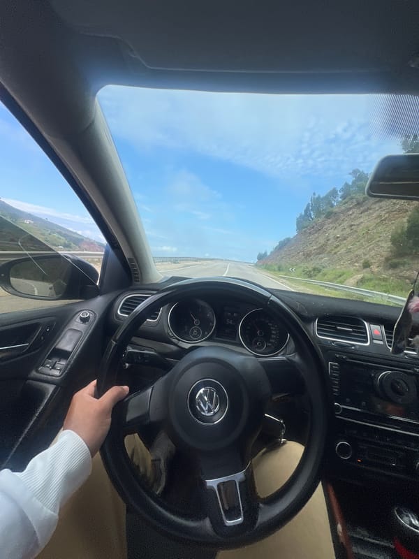 Driver documents scenic journey through rural Morocco countryside