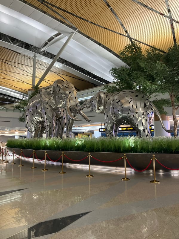 Metal elephant sculptures spotted in Thai airport facility