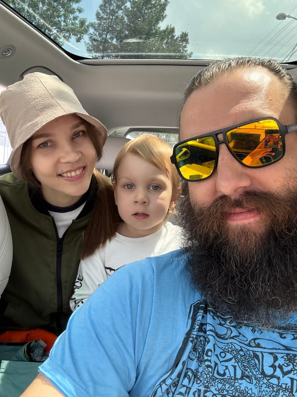 Family car ride captured in morning Tashkent streets