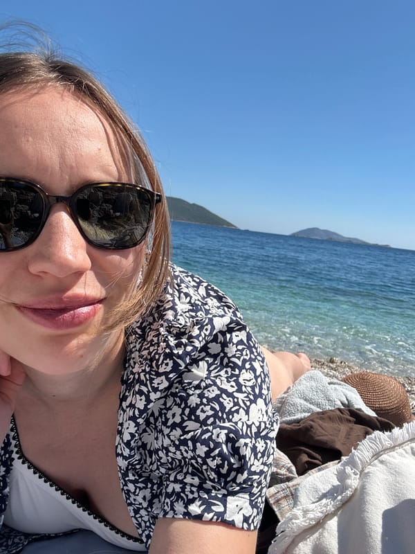 Family enjoys sunny beach day in Kaş, Turkey