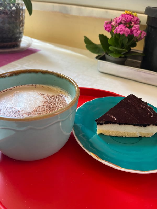 Morning coffee and cat observed in Alanya, Turkey