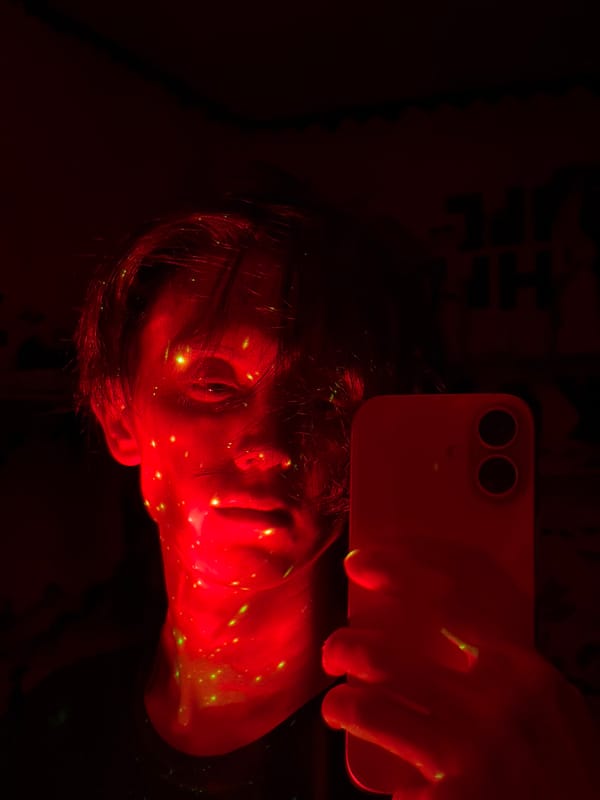 Selfies and portraits under colorful nightlife lighting