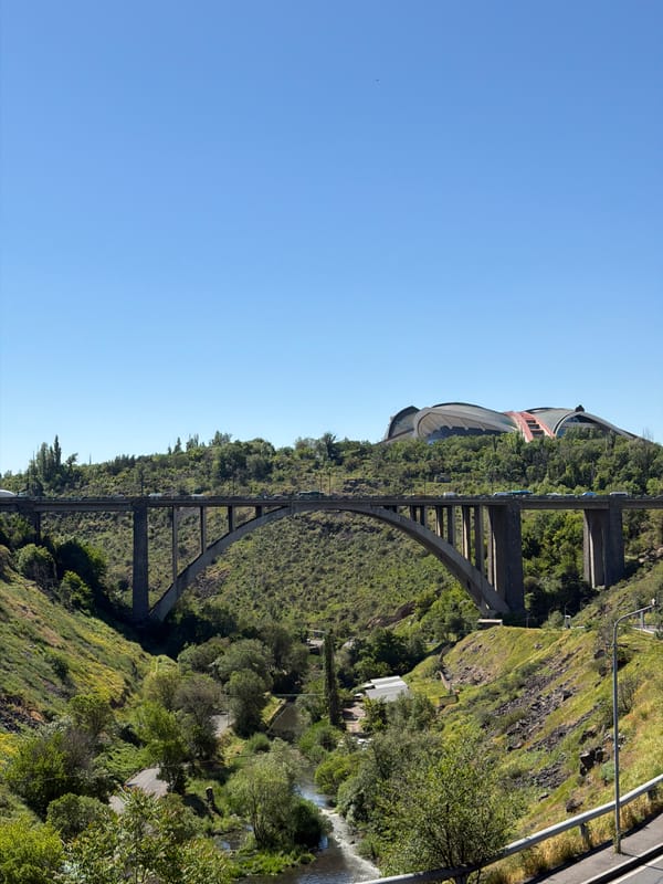 Great Hrazdan Bridge photographed in Yerevan morning landscape