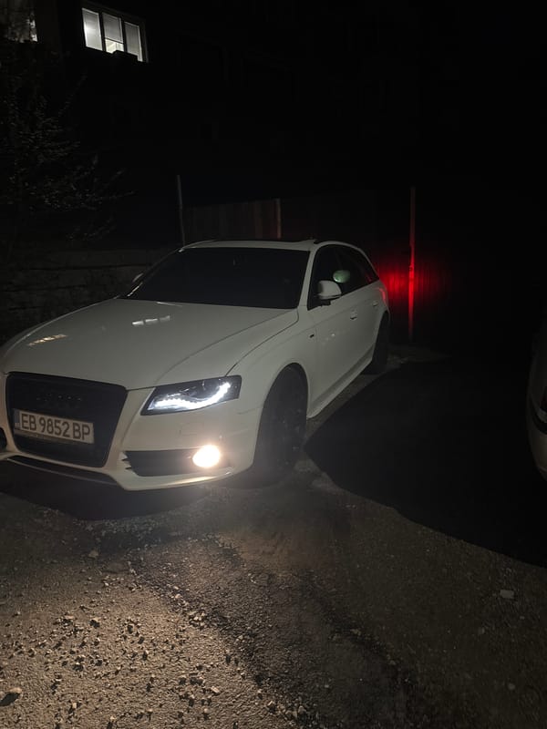 White Audi parks in residential driveway in Gabrovo