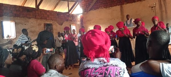Women's choir performs in rural Congo church service