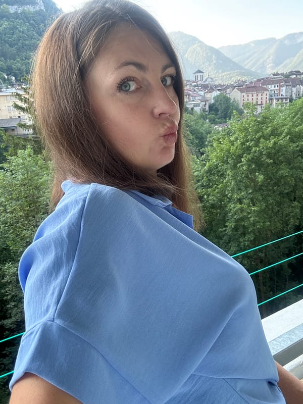 Balcony selfies and strawberry dessert in Saint-Claude