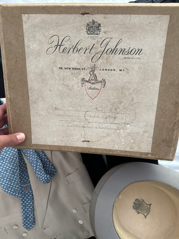 Individual prepares Victorian formal wear for London racecourse event
