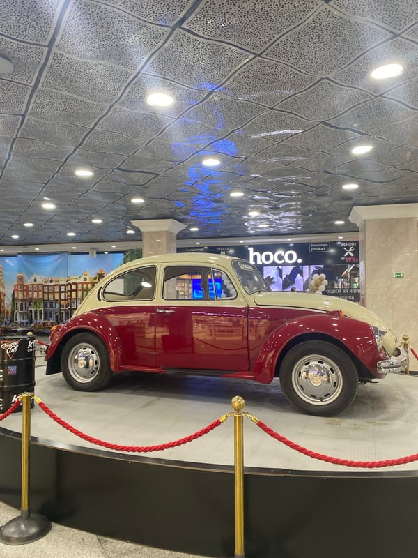 Vintage Beetle on display at Yekaterinburg shopping mall