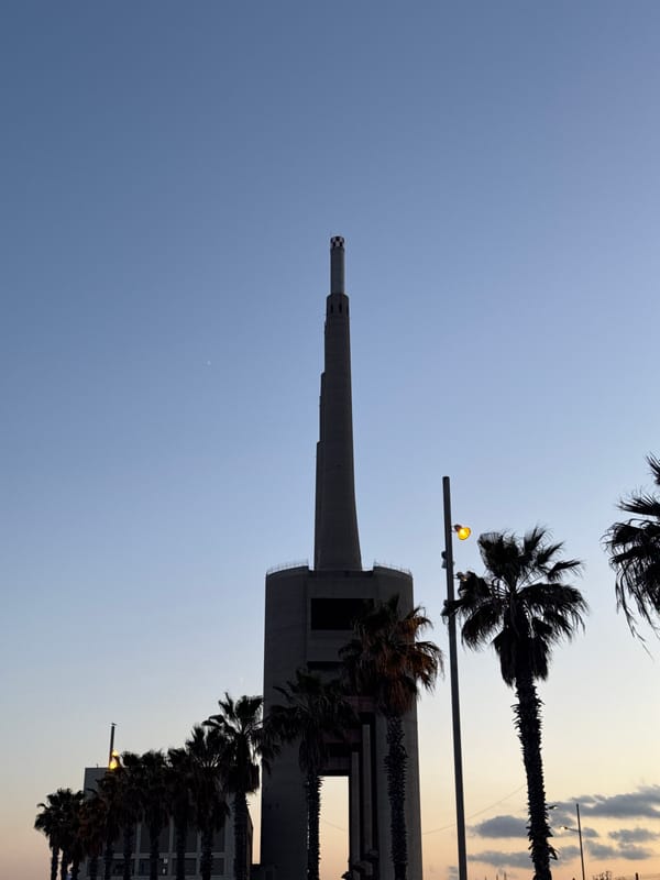 Evening scenes captured around Badalona's industrial chimney and coastline