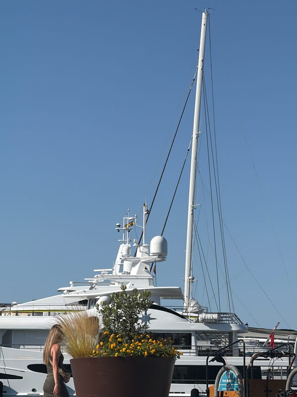 Ibiza's harbor promenade on a busy summer afternoon