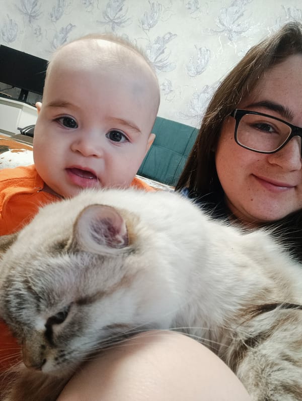 Woman documents morning with baby and pets in Noviy