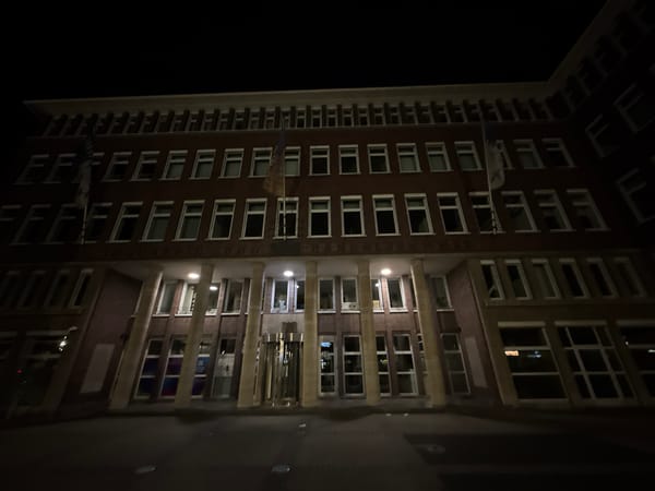 Duisburg city center after dark, one summer evening