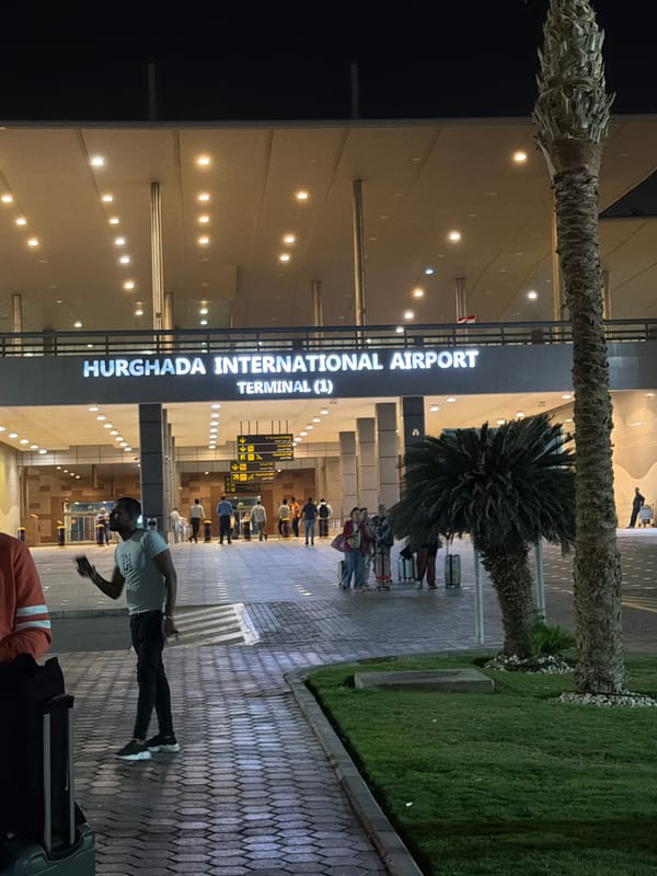 Nighttime scene captured at Hurghada International Airport Terminal
