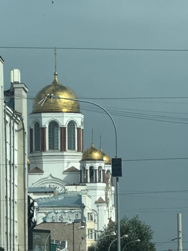 Three Yekaterinburg landmarks, one corner of the city center
