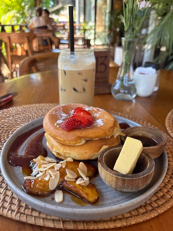 Morning breakfast documented at Pecatu bistro in Indonesia