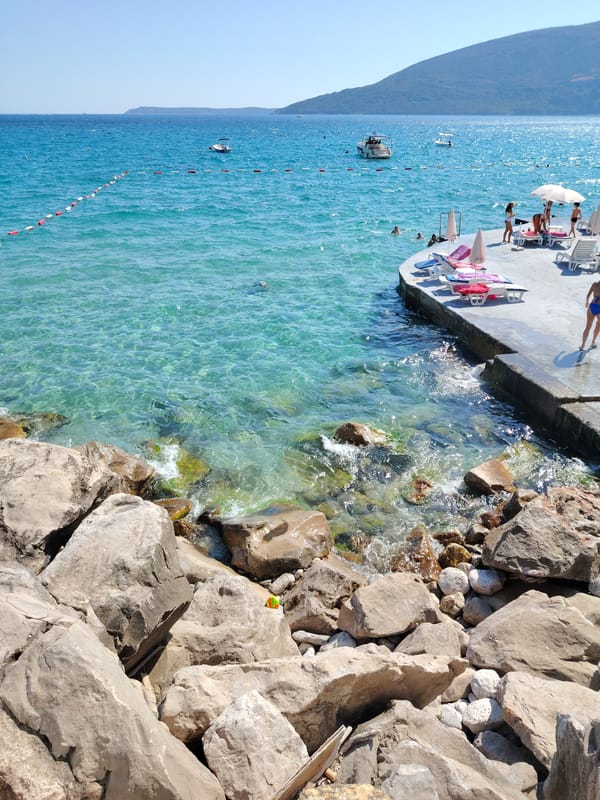 Herceg Novi waterfront and a local tea and craft shop