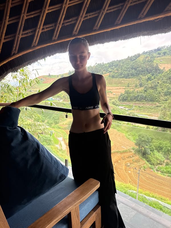 Tourist moments captured at Vietnam mountain terraces accommodation