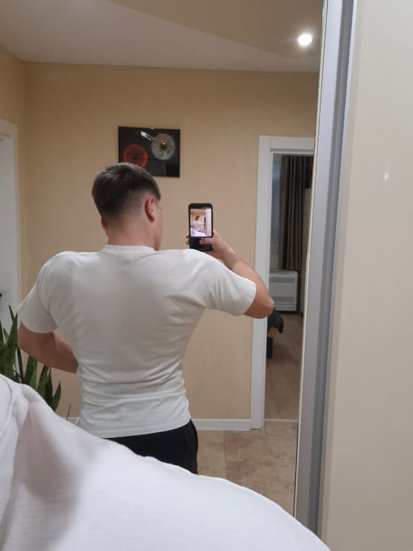 Resident takes mirror selfies while moving through Veliki Preslav home