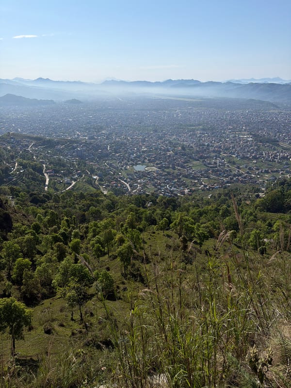 Early morning landscape view captured over Pokhara, Nepal