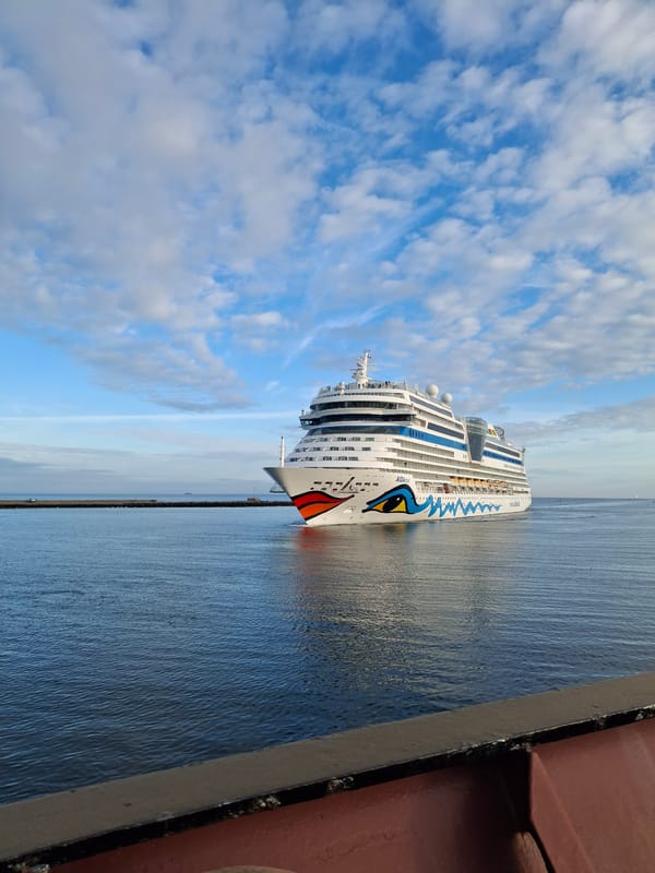 AIDA cruise ship spotted on Warnow River in Rostock