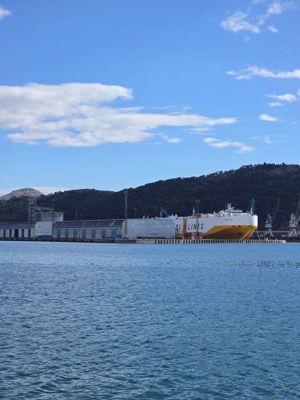 Harbor scene captured at Bar Montenegro port facilities