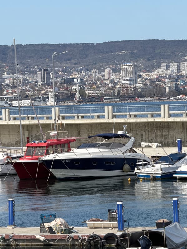 Sunny afternoon documented at Varna Bulgaria marina and waterfront