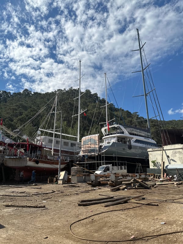 Sailing yachts undergo maintenance at Fethiye shipyard