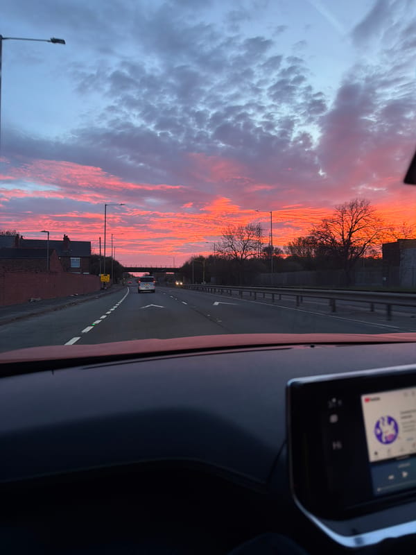 Vehicle interior captured during drive through Queensferry