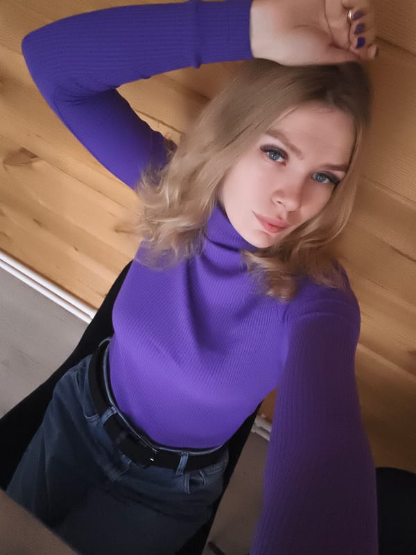 Woman takes early morning selfie in rural Russia