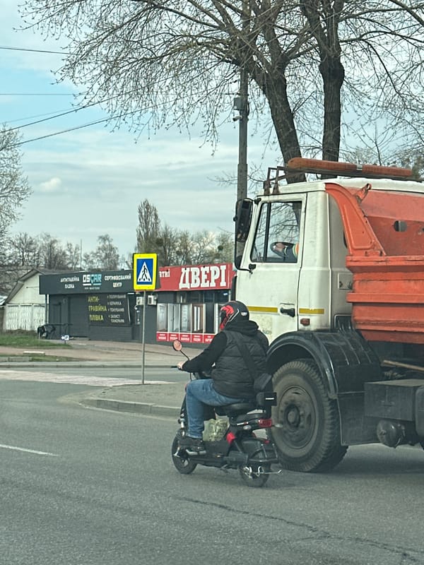 Road maintenance work underway on Kyiv street