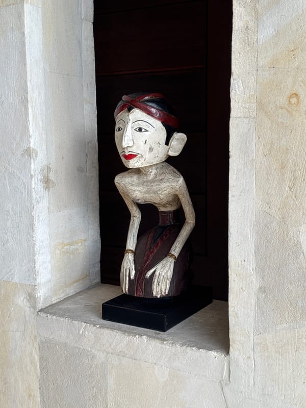 Traditional Balinese wooden sculpture spotted in Sayan structure
