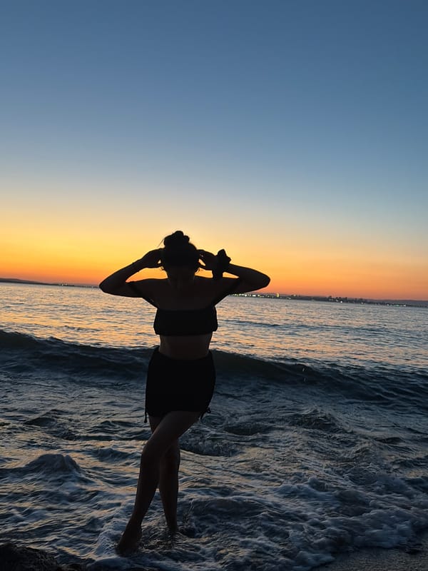 Silhouette in shallow Black Sea water, Burgas coastline