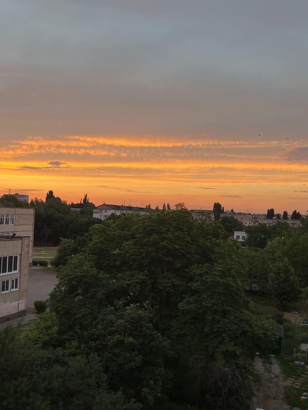 Golden hour lights up the skyline over Kropyvnytskyi