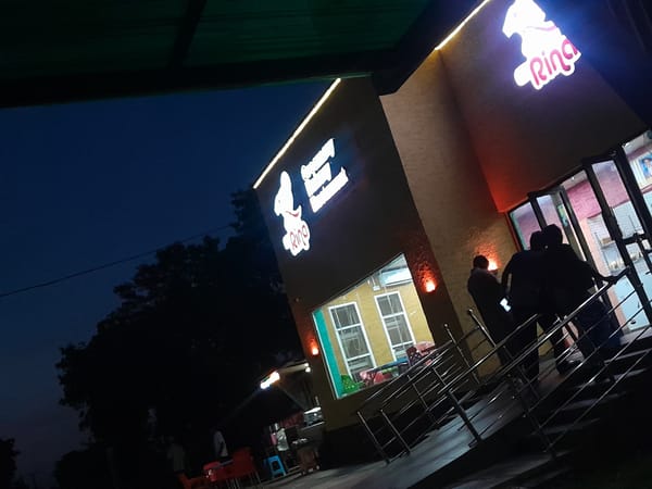 Evening documentation of illuminated Rino restaurant in Ilorin, Nigeria