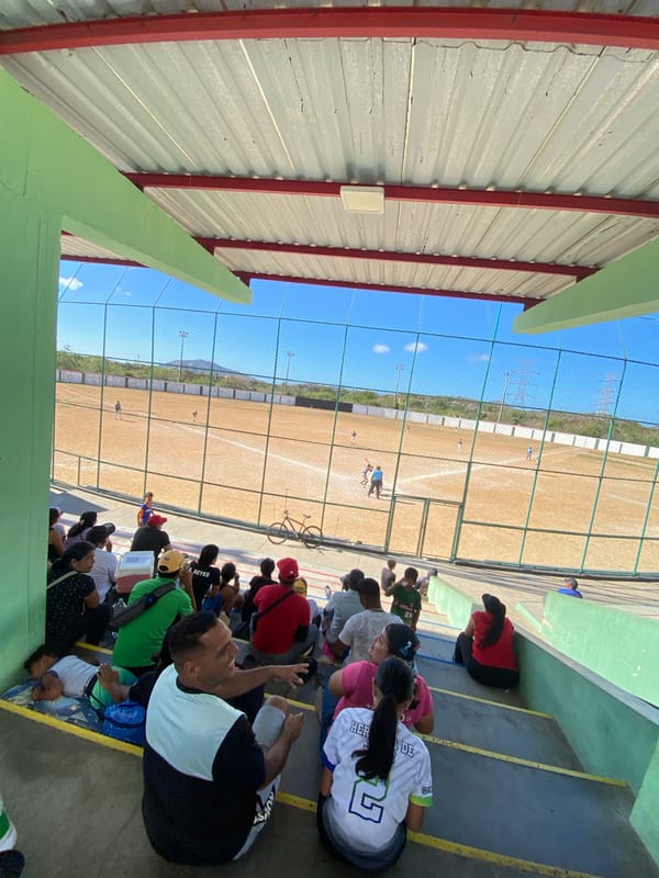 Evening sports events draw spectators in Juan Griego, Venezuela