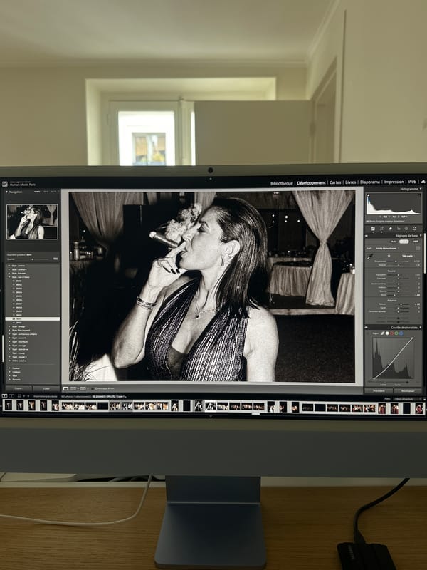 Photo editing session documented in Paris using Lightroom Classic