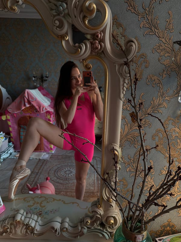 Ballet pointe shoes and a dancer's intro, indoors.