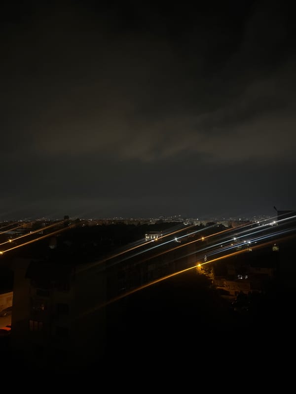 Nighttime cityscape photos captured from elevated Sofia position
