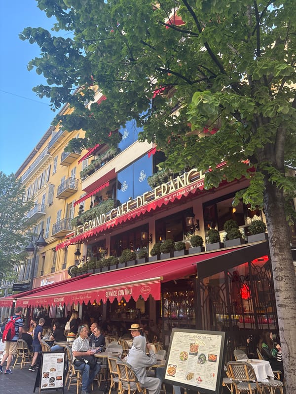 Diners gather at Le Grand Café de France in Nice