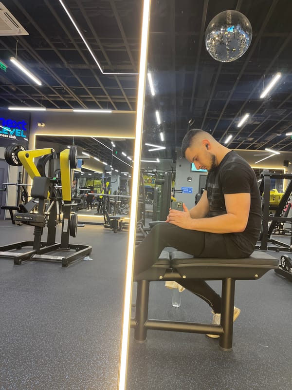Man exercising at gym in Burgas, Bulgaria